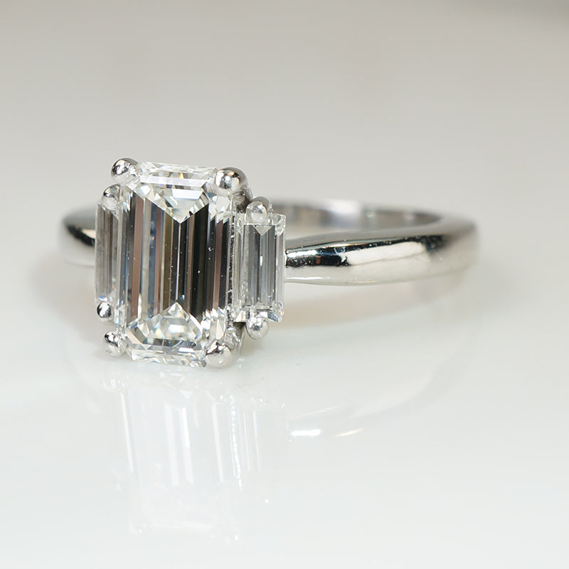 Brilliant Emerald Cut Diamond Engagement Ring