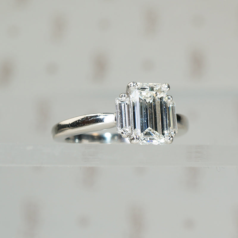 Brilliant Emerald Cut Diamond Engagement Ring