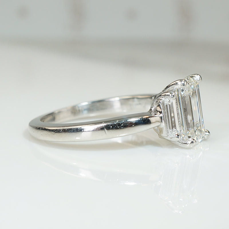 Brilliant Emerald Cut Diamond Engagement Ring