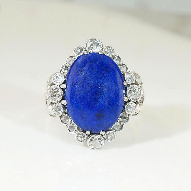 Frothy Diamond Bubbles & Lapis Cocktail Ring