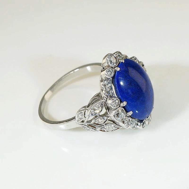 Frothy Diamond Bubbles & Lapis Cocktail Ring