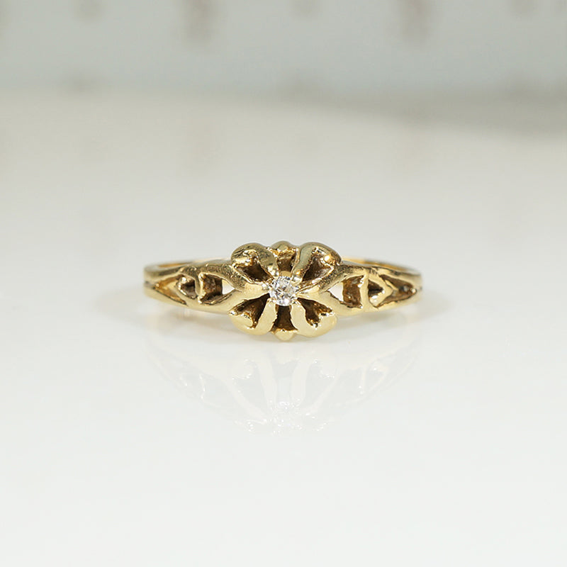 Four Petaled Flower Diamond Ring