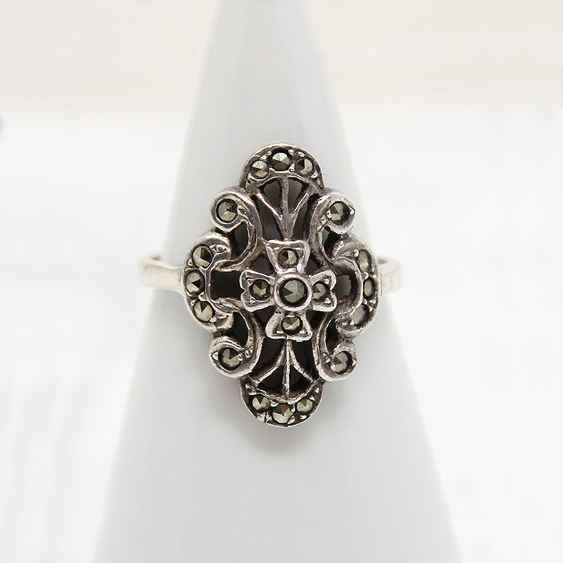 Pretty Little Marcasite & Sterling Deco Ring