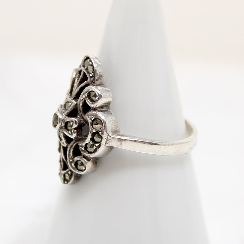 Pretty Little Marcasite & Sterling Deco Ring