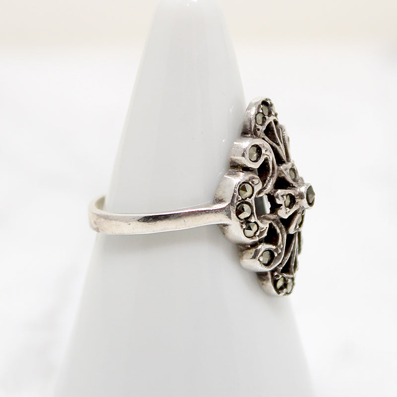 Pretty Little Marcasite & Sterling Deco Ring