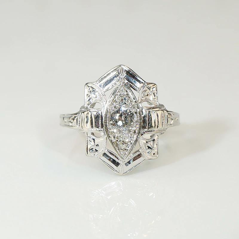 Art Deco Geometry Diamond & White Gold Ring