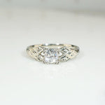 Diamond Engagement Ring with Engraved Flowers