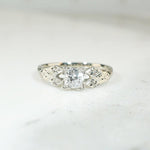 Diamond Engagement Ring with Engraved Flowers