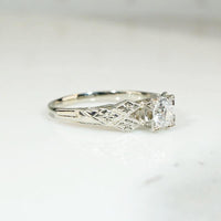 Diamond Engagement Ring with Engraved Flowers