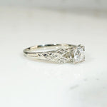 Diamond Engagement Ring with Engraved Flowers