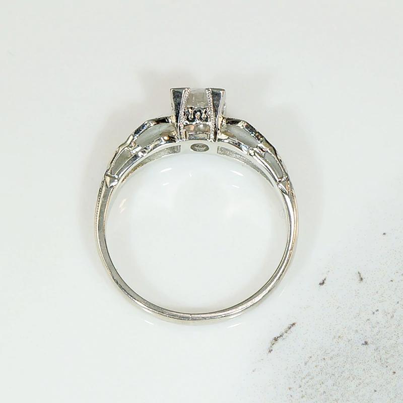Diamond Engagement Ring with Engraved Flowers