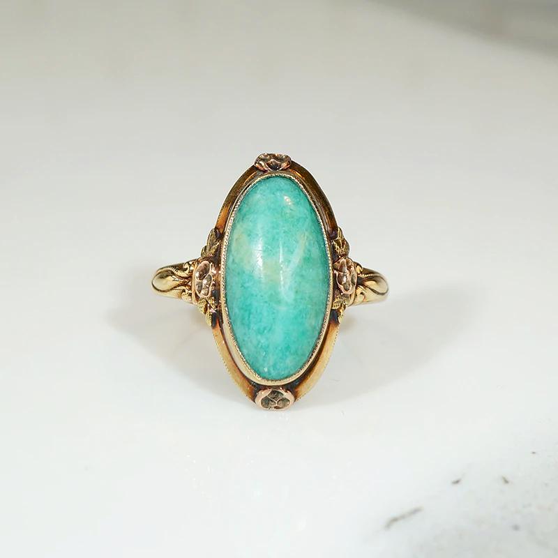 Delightful Amazonite Rose & Yellow Gold Ring