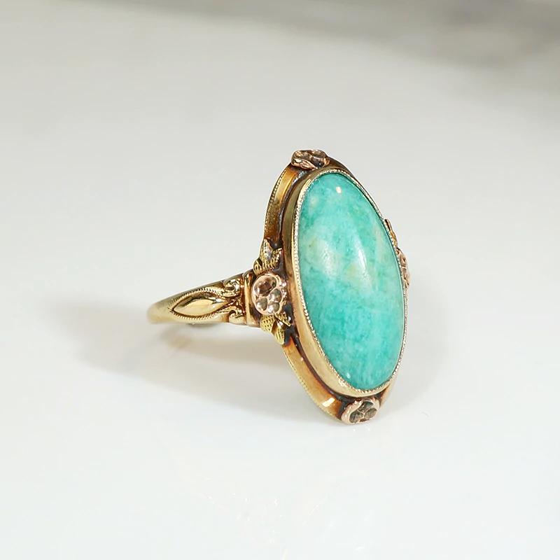 Delightful Amazonite Rose & Yellow Gold Ring
