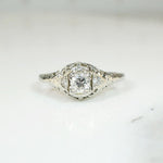 Floral Filigree Deco Diamond Engagement Ring