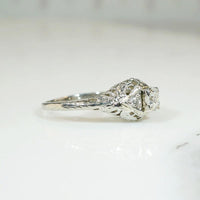 Floral Filigree Deco Diamond Engagement Ring