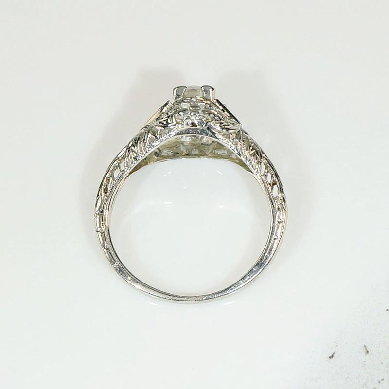 Floral Filigree Deco Diamond Engagement Ring