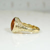 Buff Top Cut Citrine in Engraved Gold Ring