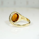 Buff Top Cut Citrine in Engraved Gold Ring