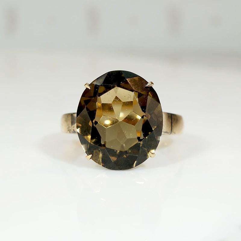 Stunning Smoky Quartz 1960s Cocktail Ring