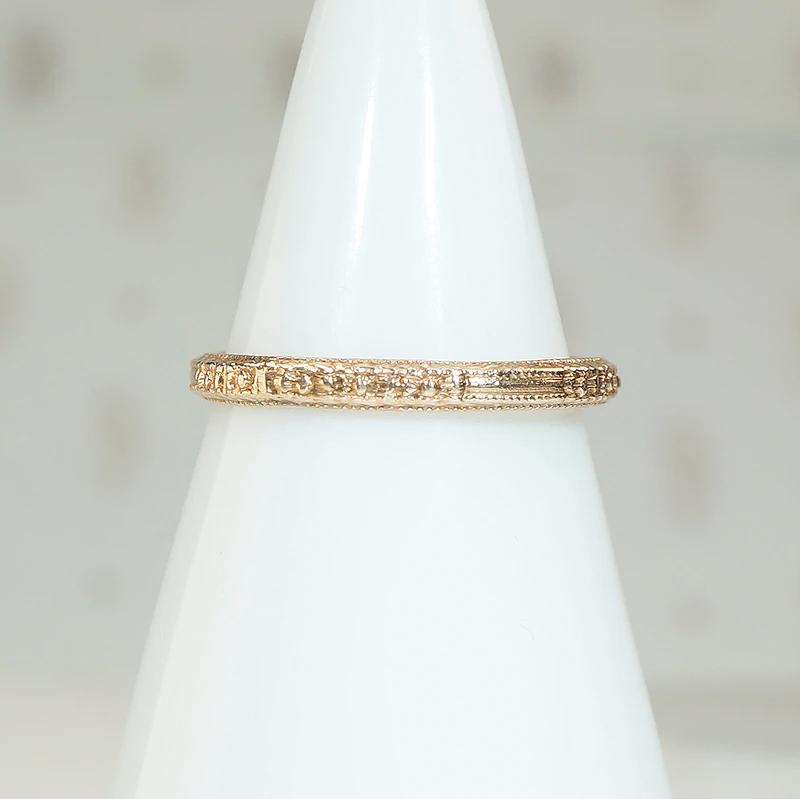 Floral Engraved Rose Gold Wedding Band