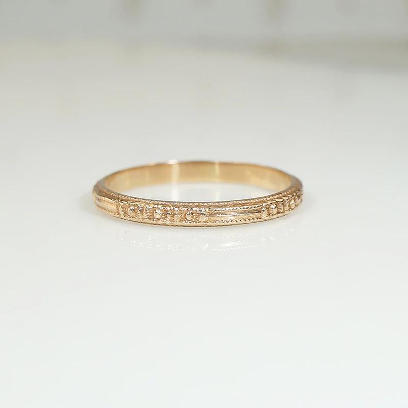 Floral Engraved Rose Gold Wedding Band