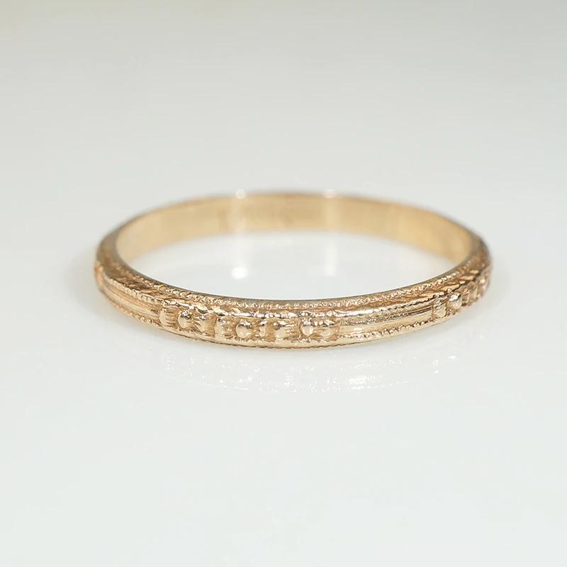 Floral Engraved Rose Gold Wedding Band