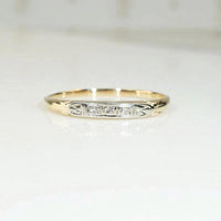 Petite Two Tone Diamond Band with Engraved Detail