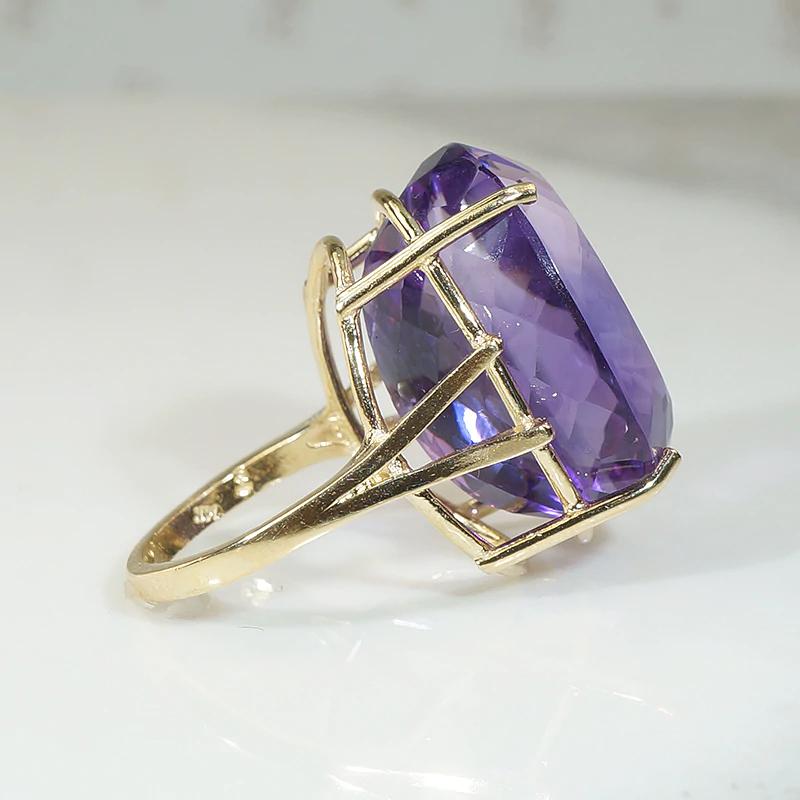Big Bold Amethyst in Airy Gold Ring