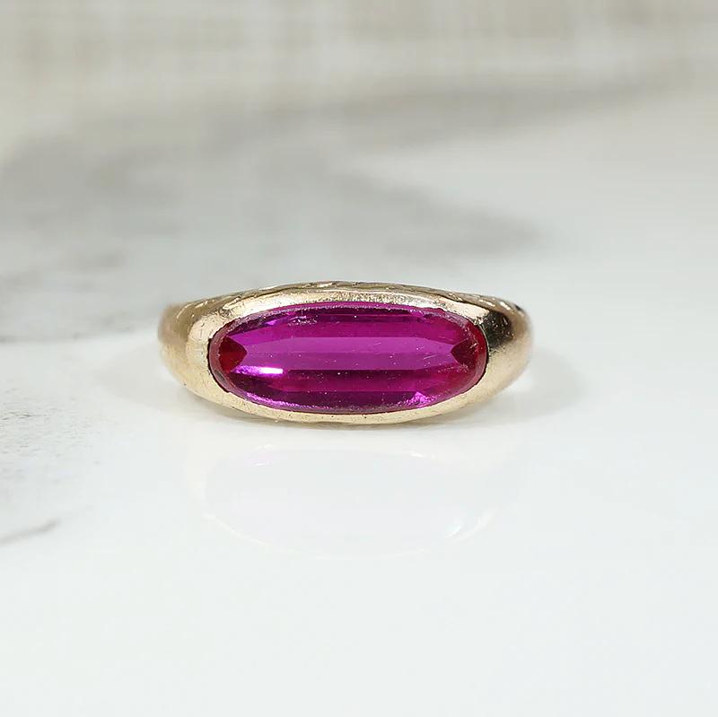 Sleek & Chic Curved Synthetic Ruby Band
