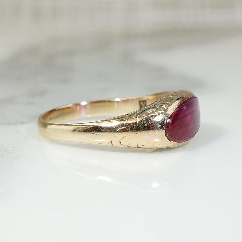 Sleek & Chic Curved Synthetic Ruby Band