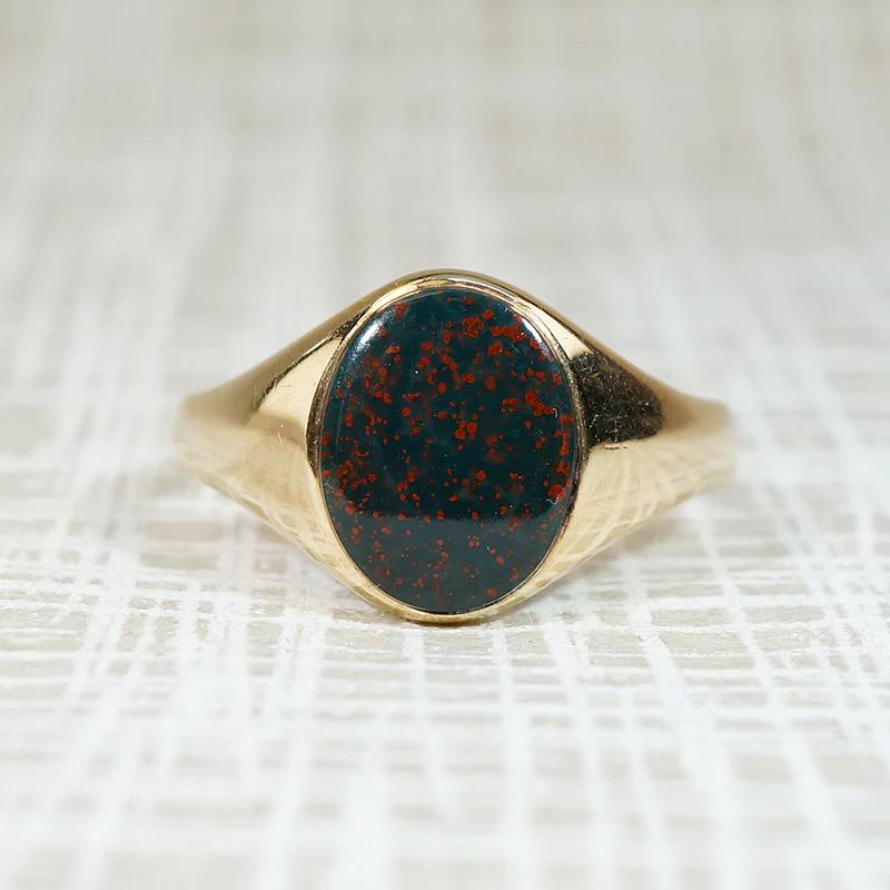 Classic Edwardian Signet Ring with Bloodstone