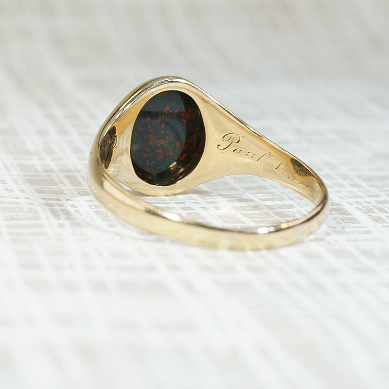 Classic Edwardian Signet Ring with Bloodstone