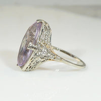 Amethyst Navette in Lacy Filigree Ring