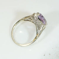 Amethyst Navette in Lacy Filigree Ring