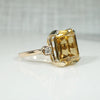 Glamorous Retro Citrine Cocktail Ring with Diamond Accents