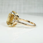 Glamorous Retro Citrine Cocktail Ring with Diamond Accents