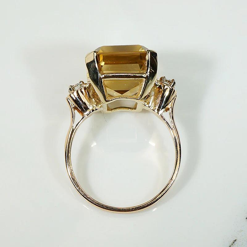 Glamorous Retro Citrine Cocktail Ring with Diamond Accents