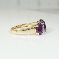 Deep Purple Amethyst Trilogy Ring with Diamonds