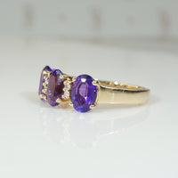 Deep Purple Amethyst Trilogy Ring with Diamonds