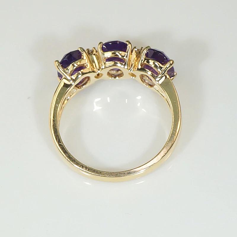 Deep Purple Amethyst Trilogy Ring with Diamonds