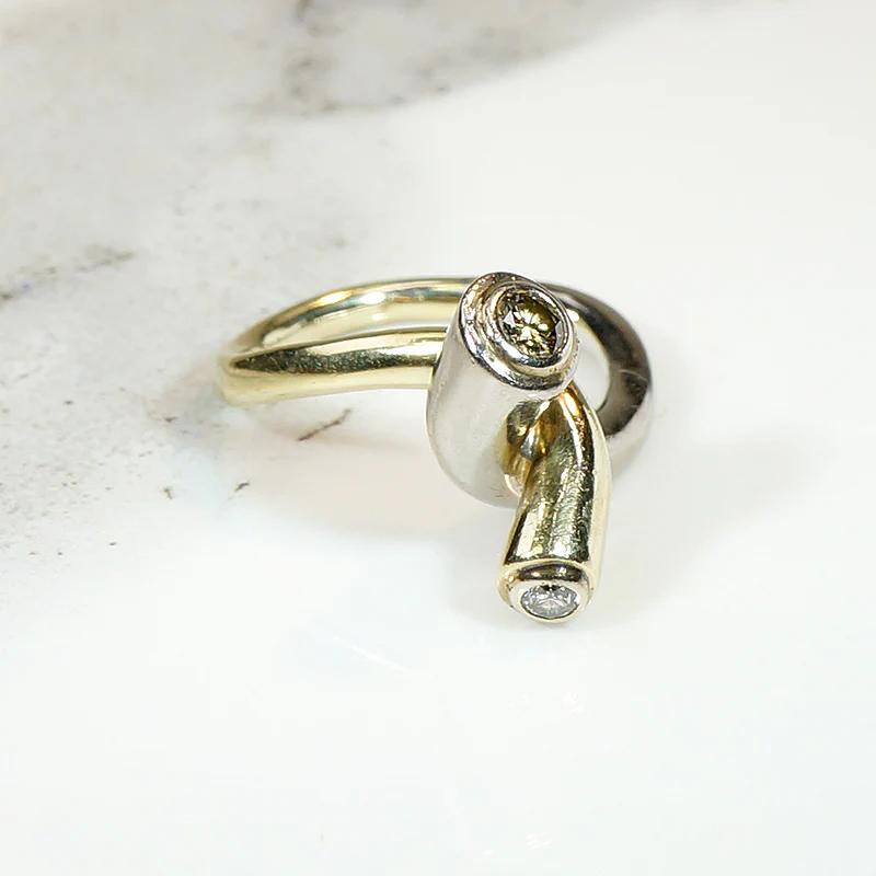 Two Tone Twist Modernist Diamond Ring