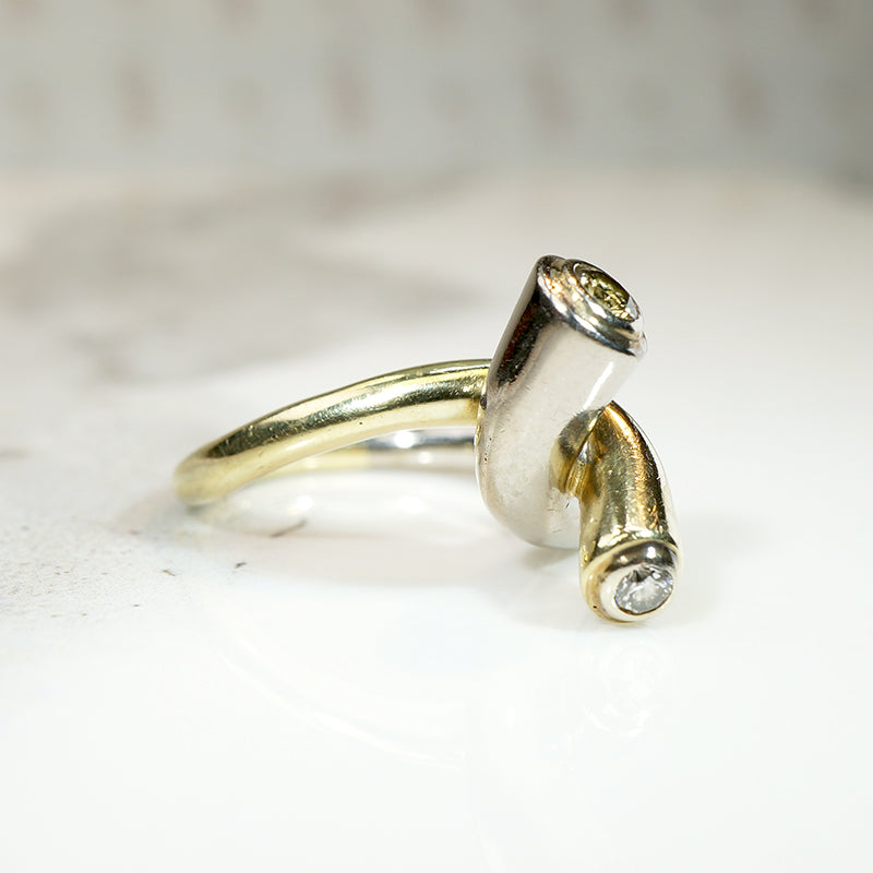 Two Tone Twist Modernist Diamond Ring