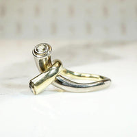 Two Tone Twist Modernist Diamond Ring