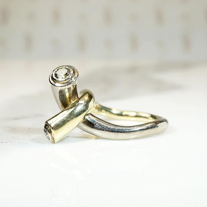 Two Tone Twist Modernist Diamond Ring