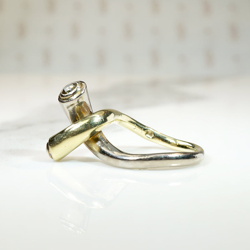 Two Tone Twist Modernist Diamond Ring