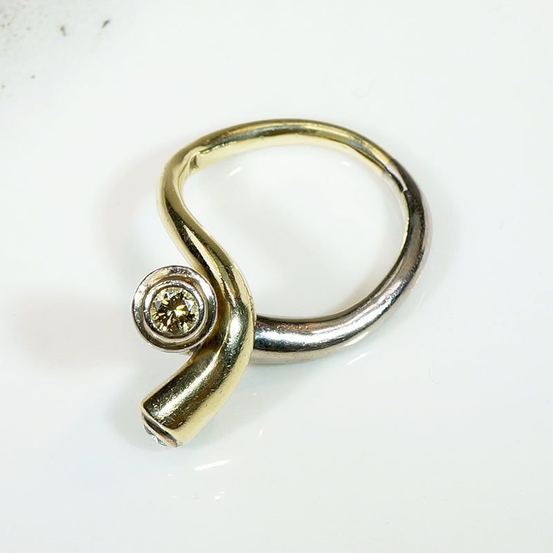 Two Tone Twist Modernist Diamond Ring