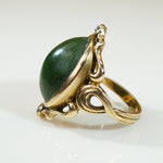 Lovely Art Nouveau Green Turquoise and Diamond Ring