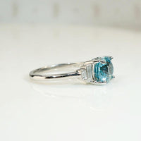 Stunning Cushion Cut Blue Zircon in Platinum Ring