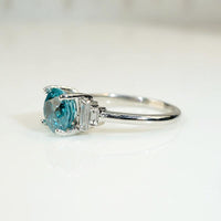 Stunning Cushion Cut Blue Zircon in Platinum Ring