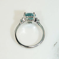 Stunning Cushion Cut Blue Zircon in Platinum Ring